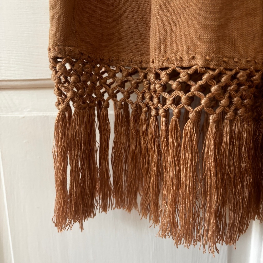 Ulla Johnson Raw Silk Kalea Midi Dress Clay Size 4 Fringe Boho‎ Bohemian Fringe - Picture 6 of 14